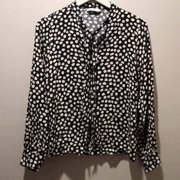 Black & Cream Reserved Long Sleeve Top - Sz M - Picture 1 of 5